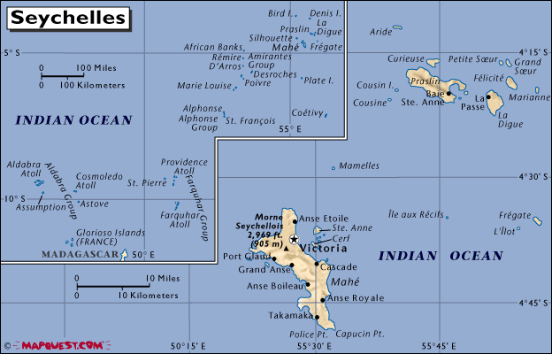 mapa - Seychelská republika