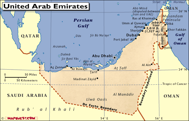 mapa - Spojené Arabské Emiráty