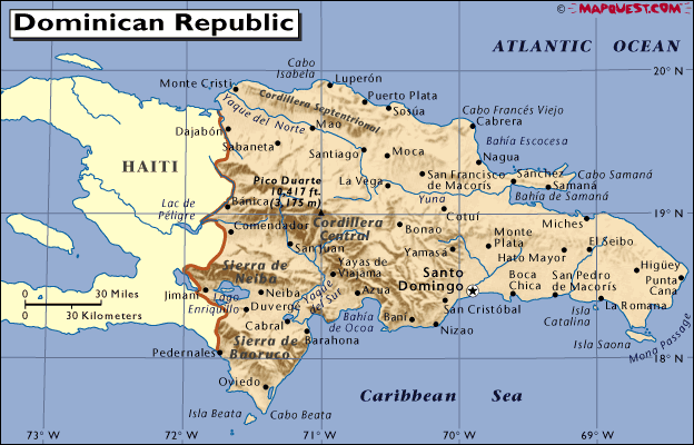mapa - Dominikánská republika