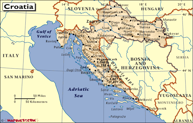 mapa - Republika Chorvatsko /Republika Hrvatska/